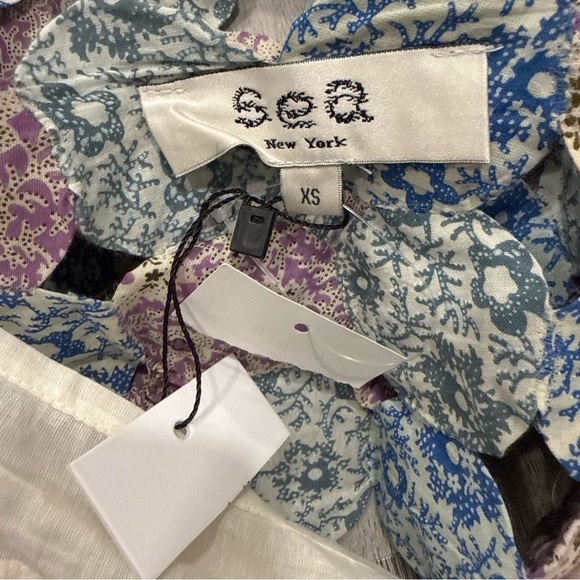 SEA New York Ida print hand-made yo yo cotton tank XS NWT - Picture 6 of 7